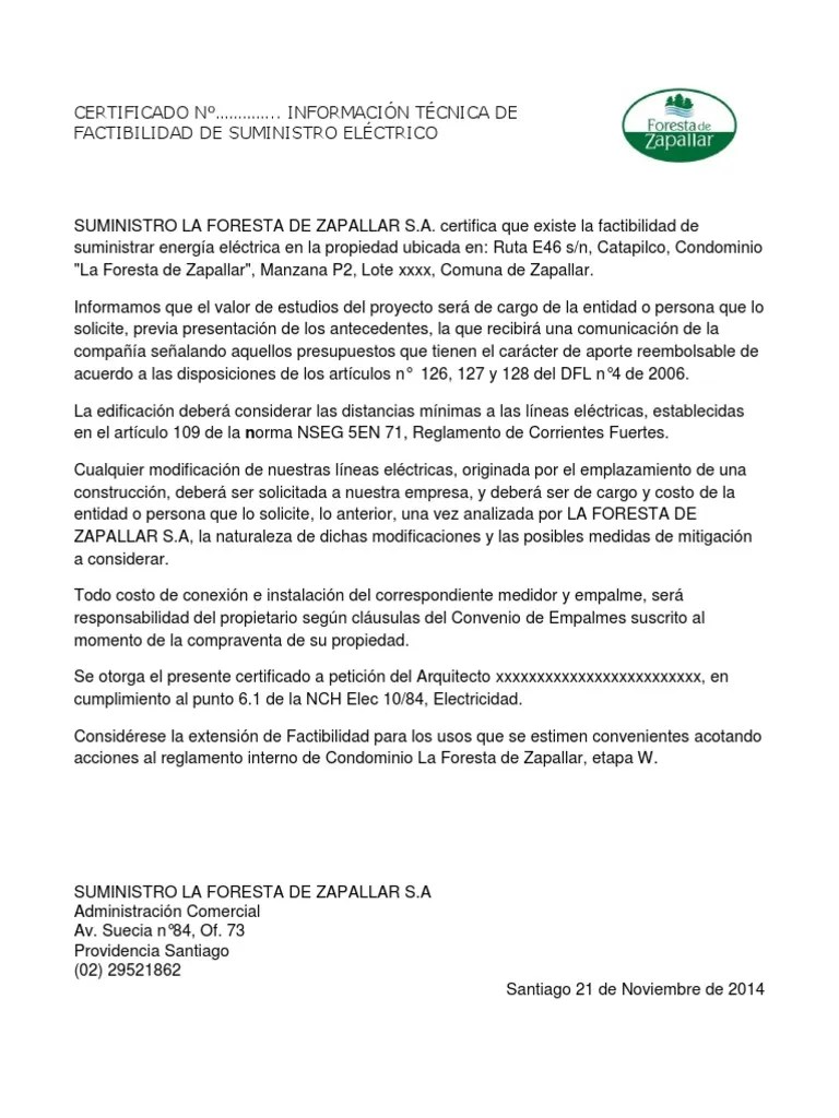 Certificado de Factibilidad Electrica Energía y recursos Business
