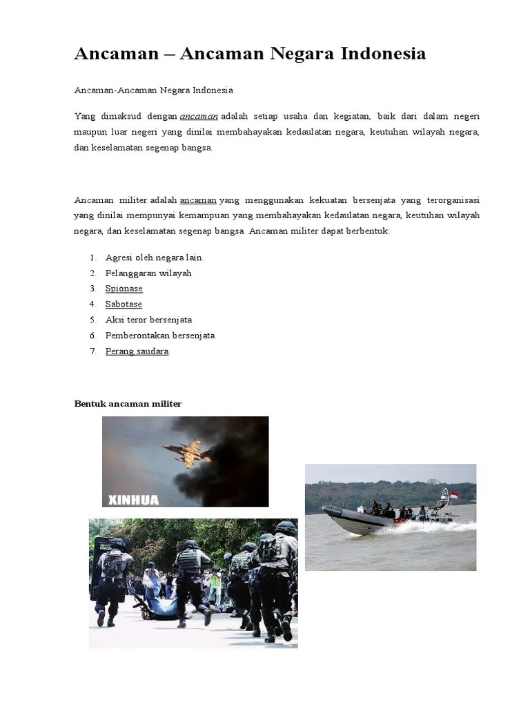 Contoh Bentuk Ancaman Militer Dan Nonmiliter Berbagi Bentuk Penting