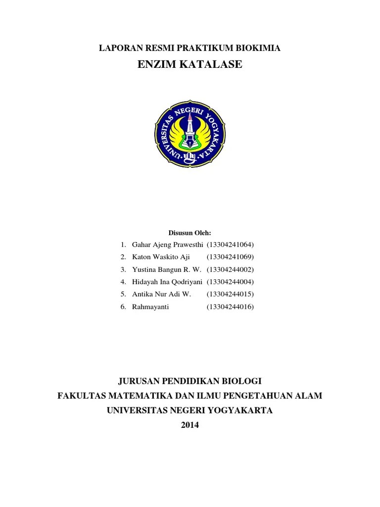 Laporan Resmi Praktikum Biokimia Enzim Katalase PDF