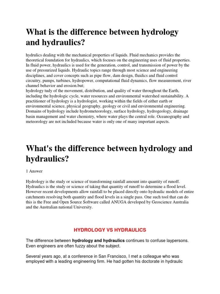What is the Difference Between Hydrology and Hydraulics Hydrology