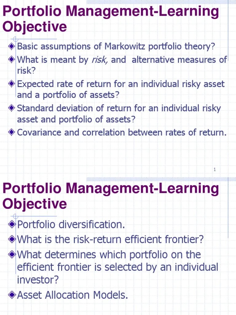 Portfolio Theory PDF Modern Portfolio Theory Covariance