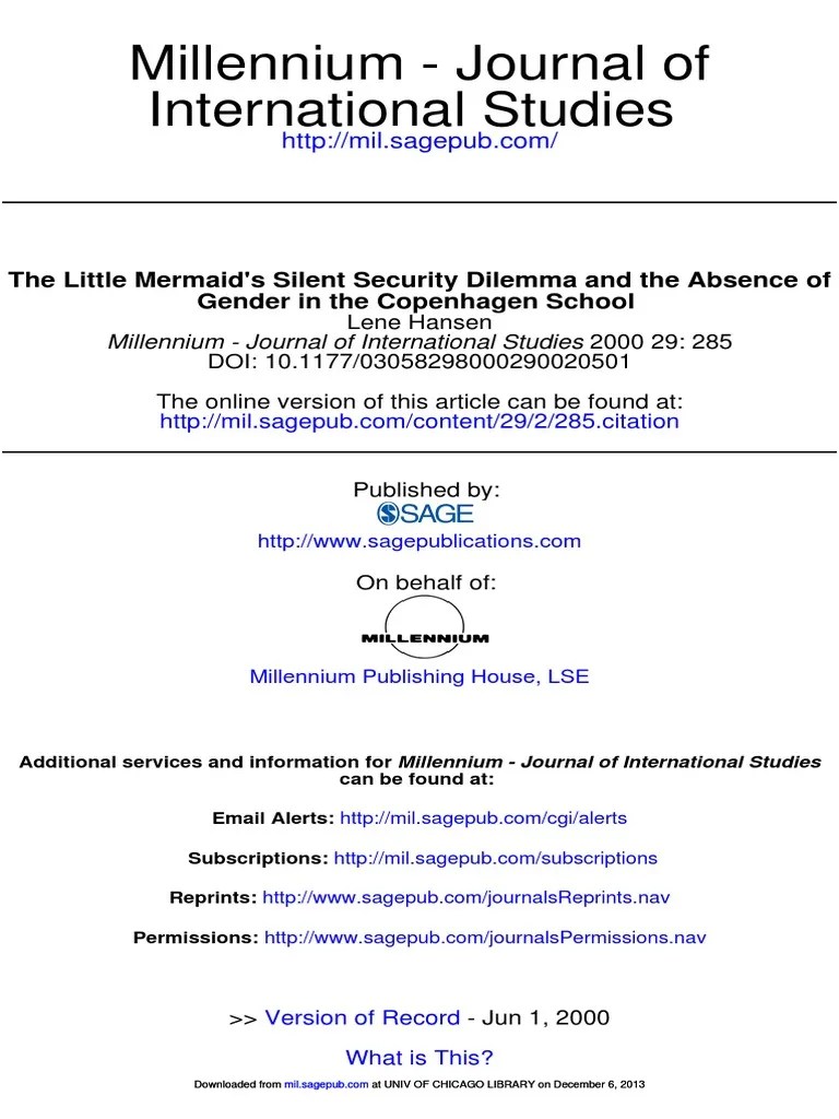 The Little Mermaid�s Silent Security Dilemma and the Absence of Gender