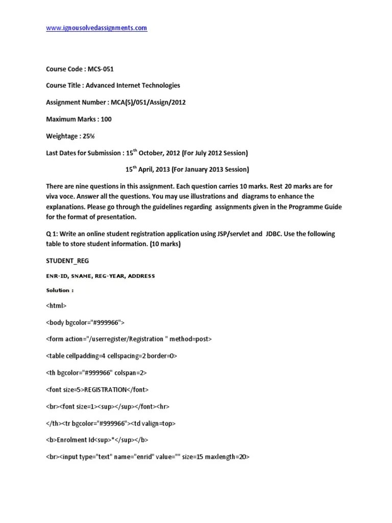 MCS051 Solved Assignment 201213 Enterprise Java Beans Public Key