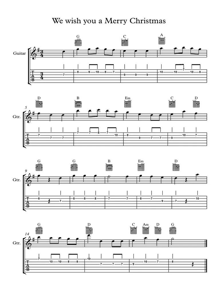 We Wish You a Merry Christmas Guitar and Tab