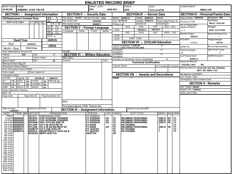 Enlisted Record Brief Sports