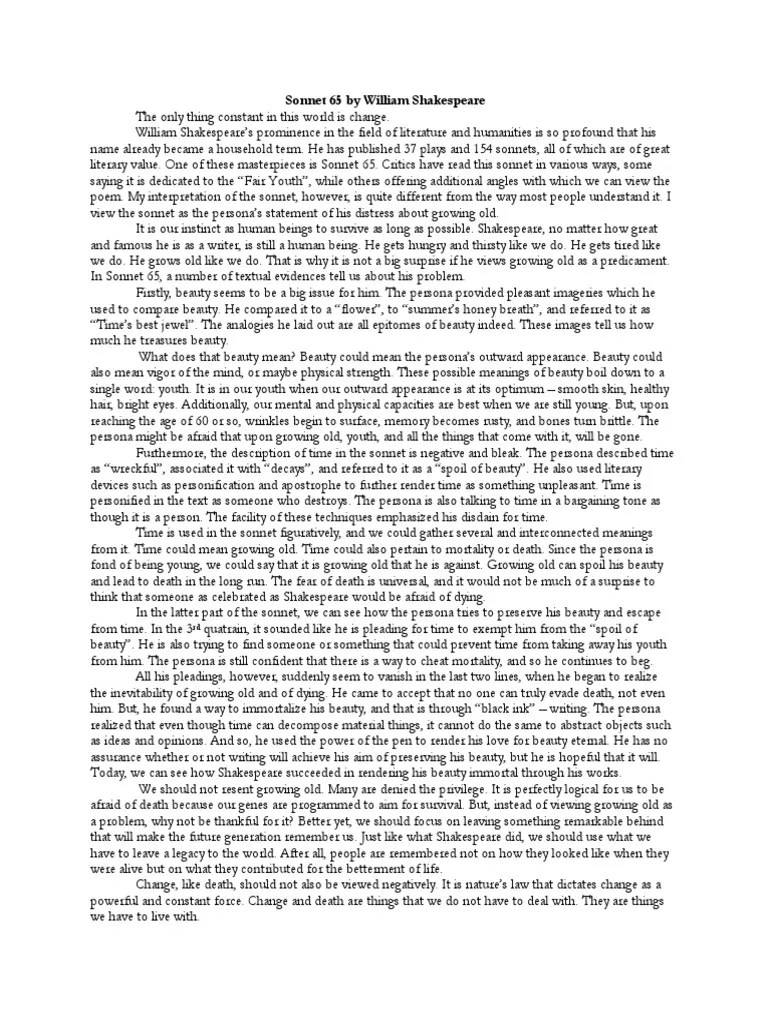 65 A Reaction Paper Shakespeare's