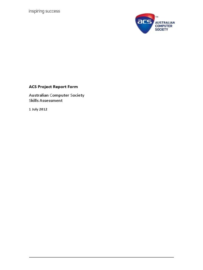 ACS Project Report Form Sample Application Software Knowledge
