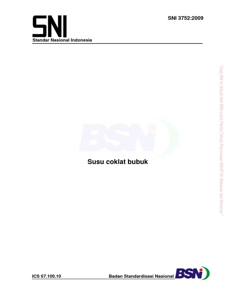 SNI 37522009 Susu Bubuk Coklat