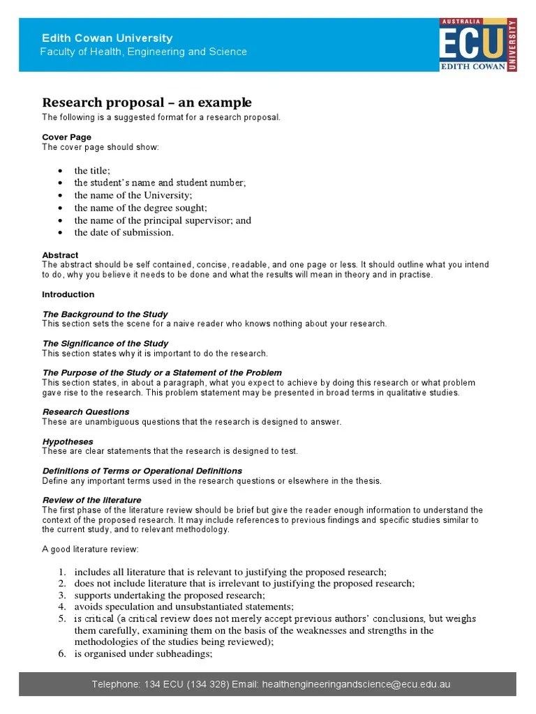 Research Proposal An Example PDF Abstract (Summary) Theory