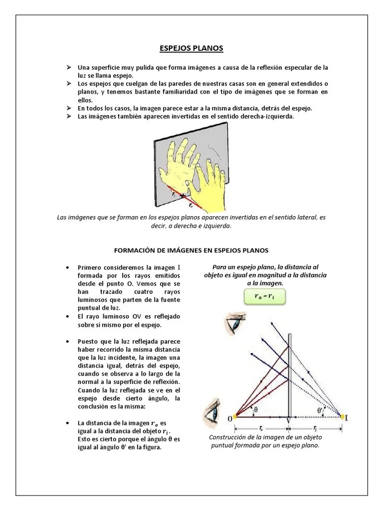 ESPEJOS PLANOS Reflexión (Física) Espejo