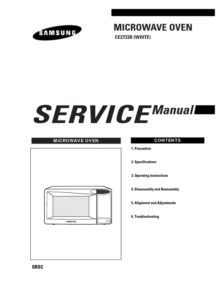 Samsung Microwave Model CE2733R Service Manual PDF Capacitor Switch
