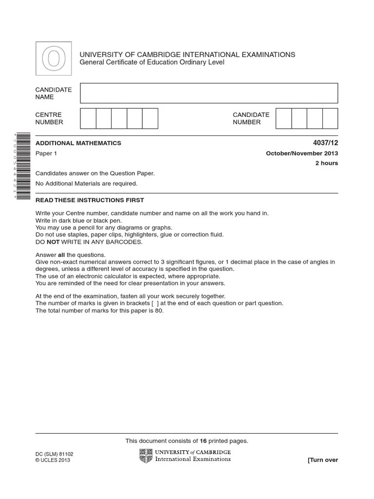 GCE O Level A.math Specimen Paper Trigonometric Functions Teaching