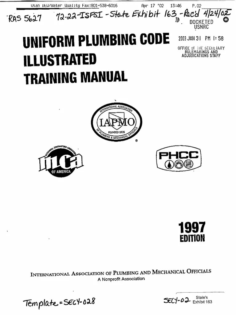 Uniform Plumbing Code Training Manual PDF Septic Tank Sanitary Sewer