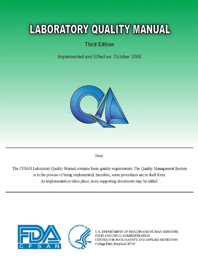 Laboratory Quality Manual UCM216952 Quality Management System Food