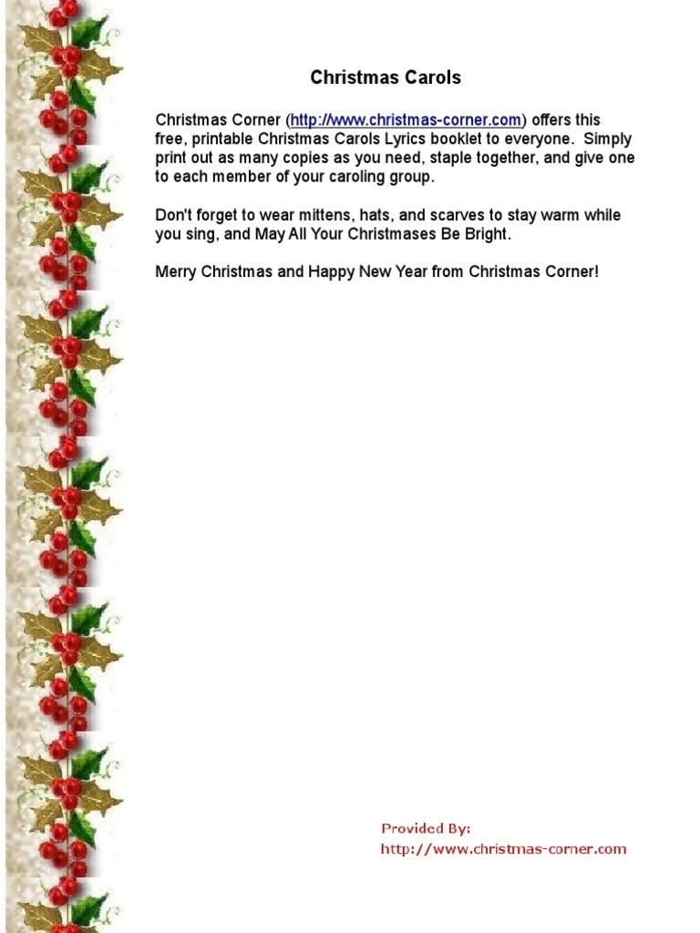A Christmas Carol Text Online Christmas Carol Lyrics Printable PDF Christmas Traditions Winter