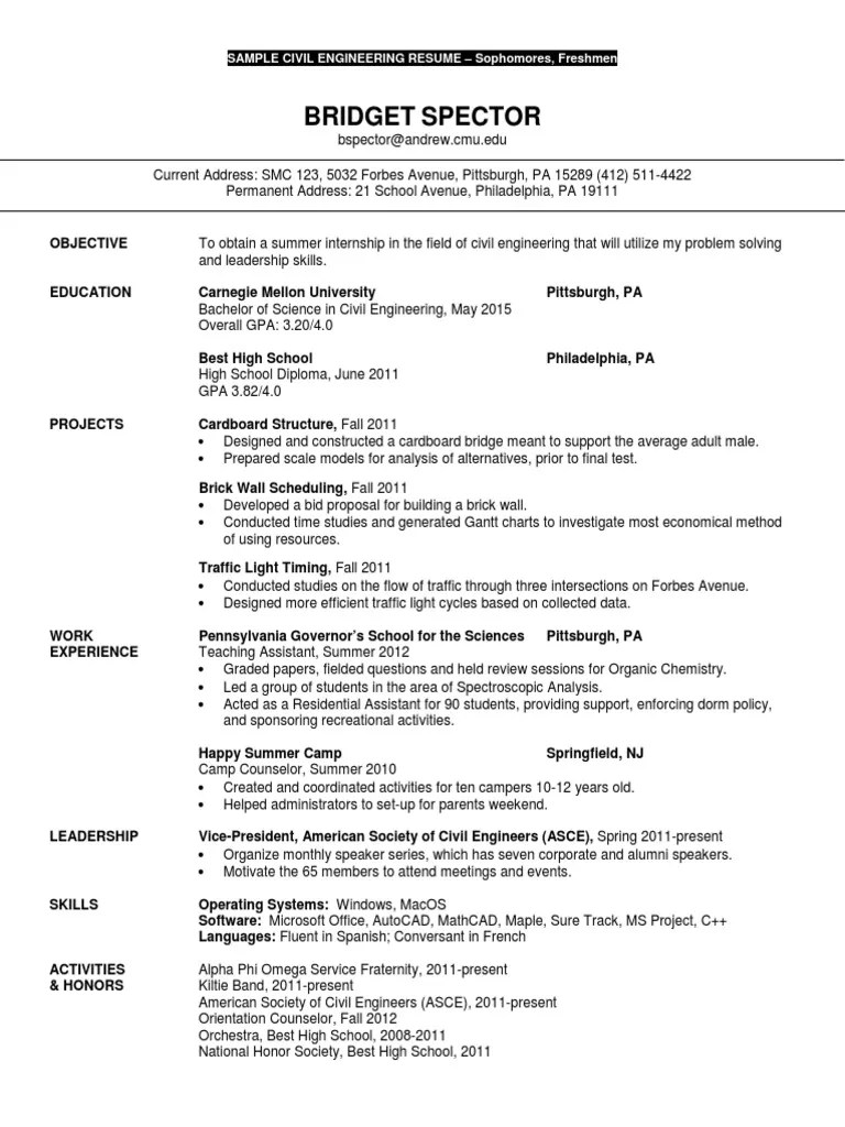Cive Sample Resumes Carnegie Mellon University Life Cycle Assessment