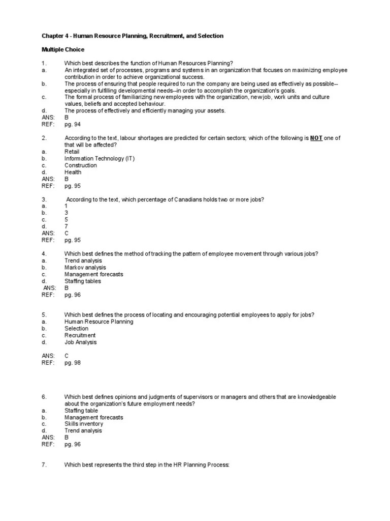 Objective Questions On Hiring Recruitment Employment