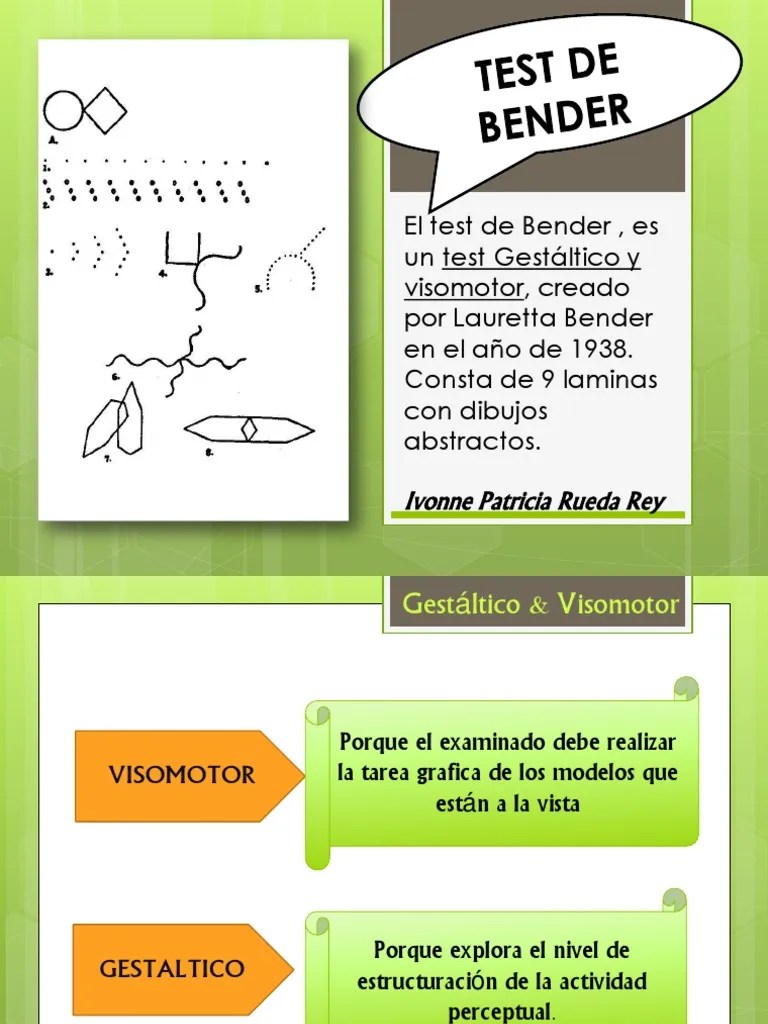 test de bender ppt Percepción Psicología clínica