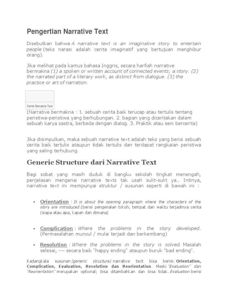 Pengertian Dan Contoh Narrative Text – Dengan