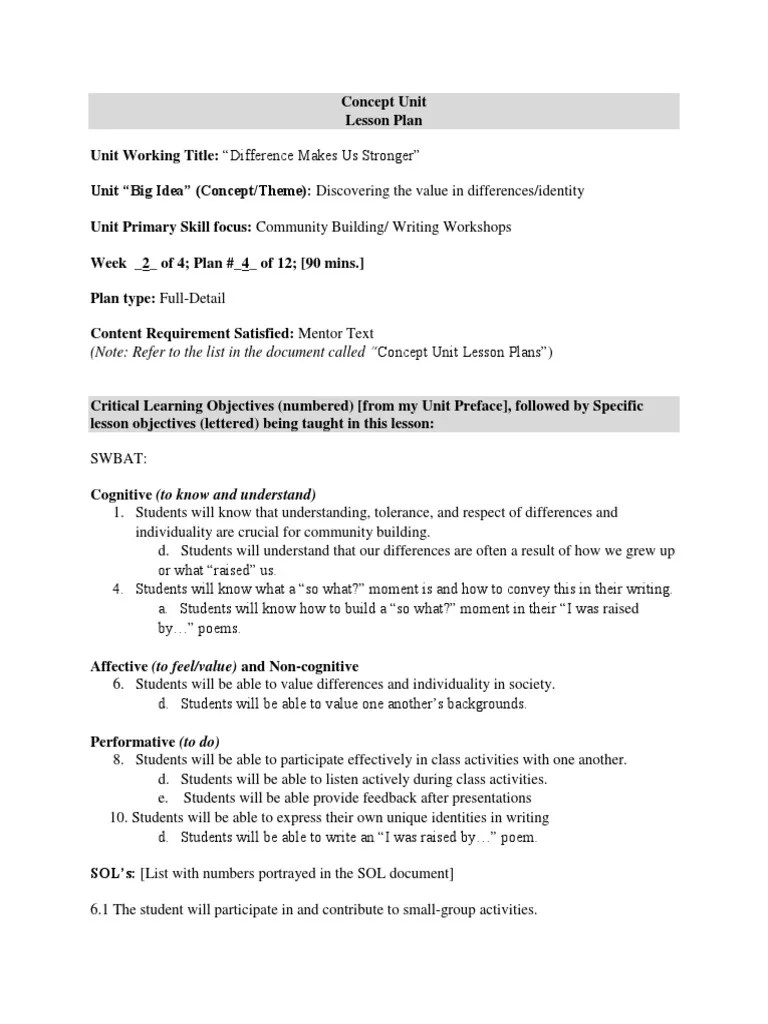 i was raised by poem lesson plan Lesson Plan Cognition