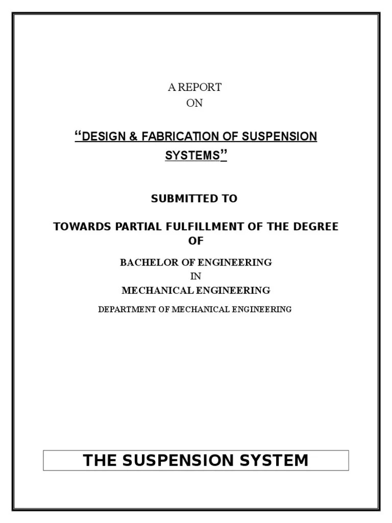 suspension report Suspension (Vehicle) Machines