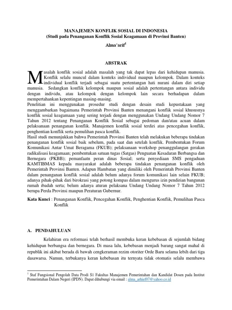 Jurnal Konflik Sosial Banten PDF