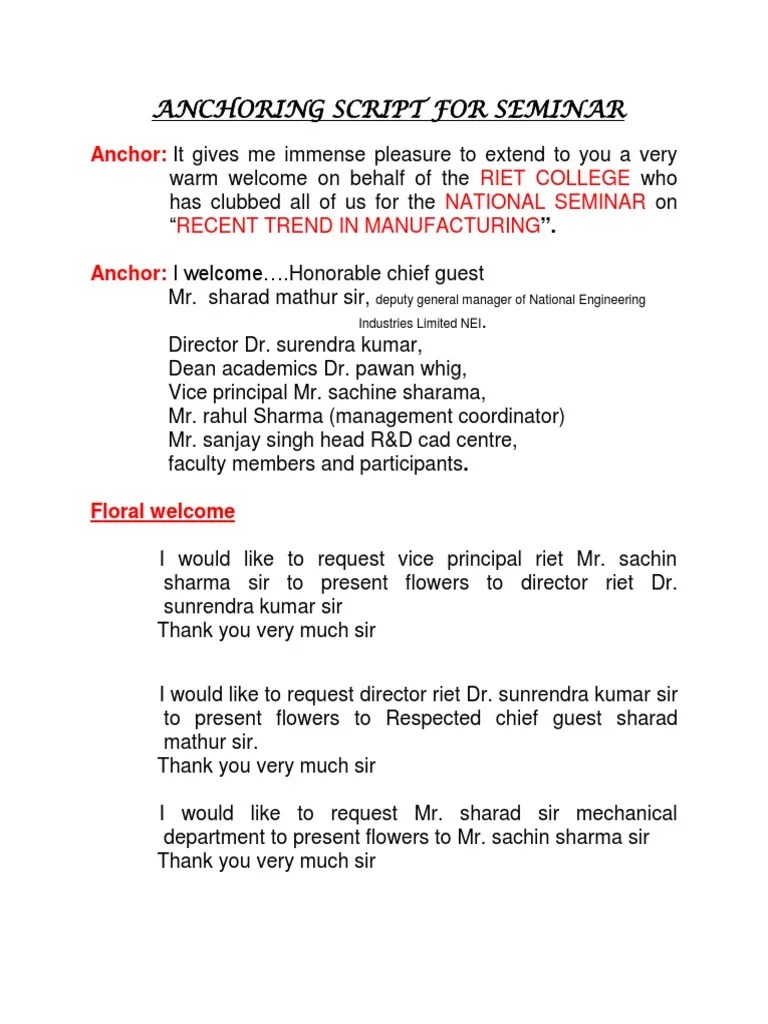 Anchoring Script for Seminar Science And Technology Business
