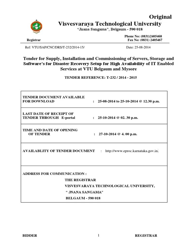 tender Specification (Technical Standard) Packaging And Labeling
