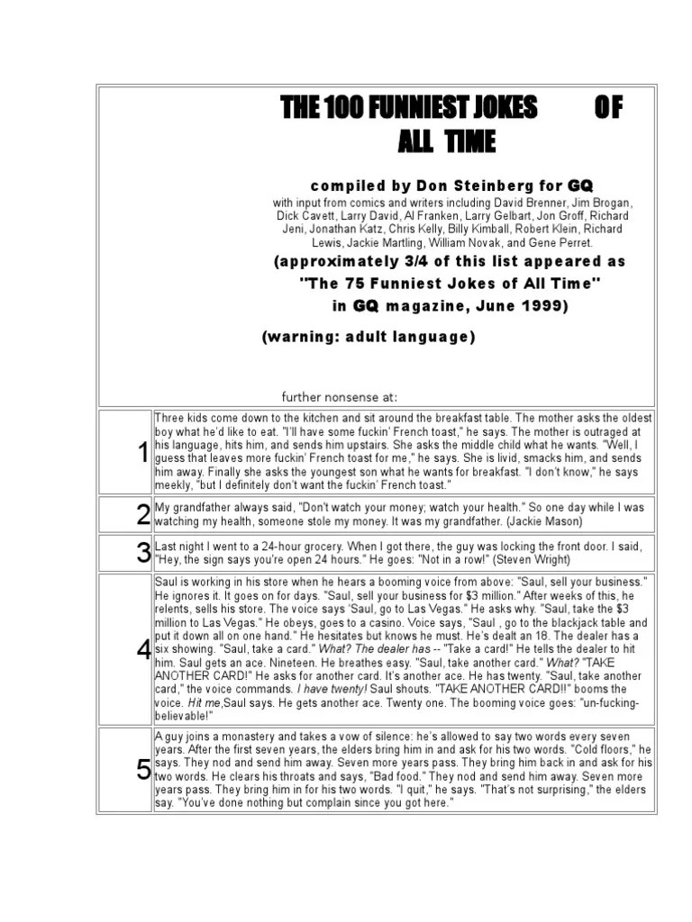 The 100 Funniest Jokes of All Time PDF High Holy Days Religion