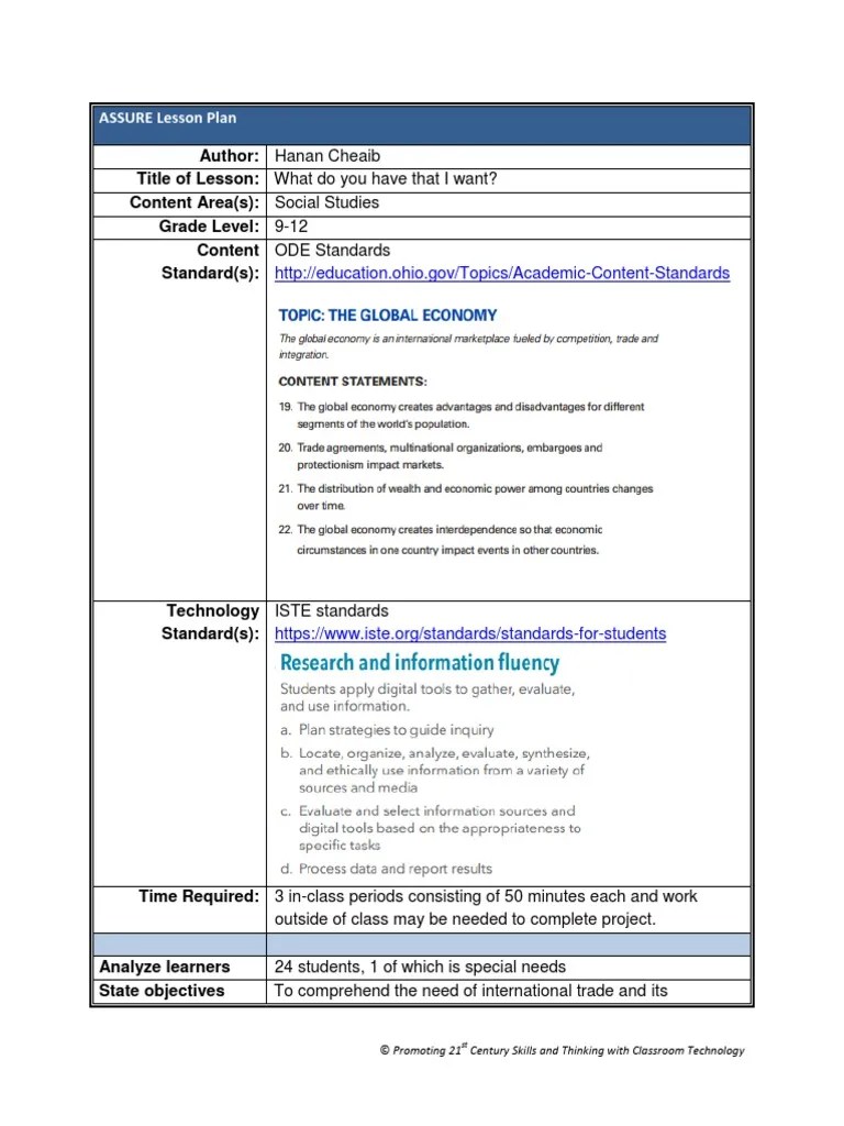 Assure Lesson Plan Template 1 Learning Styles Learnin vrogue.co