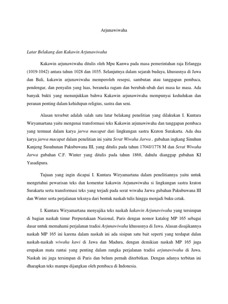 Arjunawiwaha Dalam Kuntara Wiryamartana | PDF