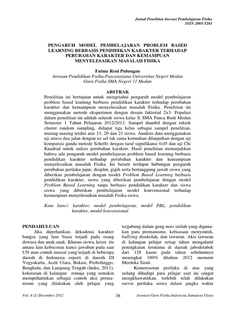 JurnalPengaruh Model Pembelajaran PBL Berbasis Pendidikan Karakter