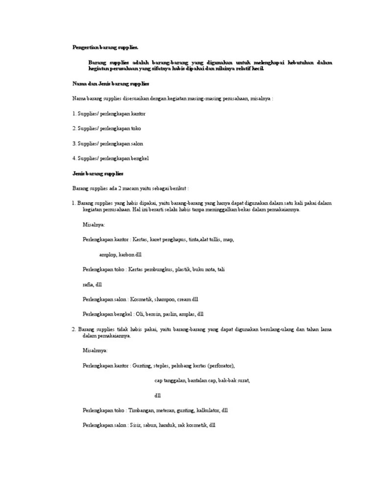 Pengertian Barang Supplies | PDF