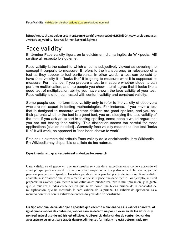 Face Validity PDF Validity (Statistics) Tests
