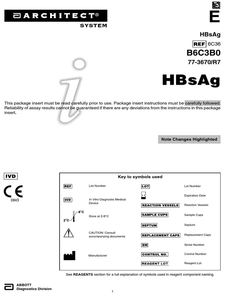 Package Insert Leaflet HbsAg Abbott Quantitative PDF Elisa Blood Plasma