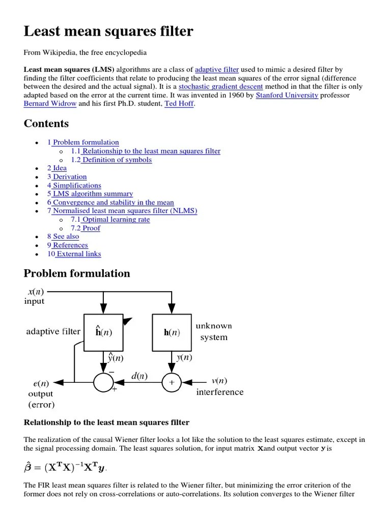 LMS Algorithm Signal Processing Algorithms