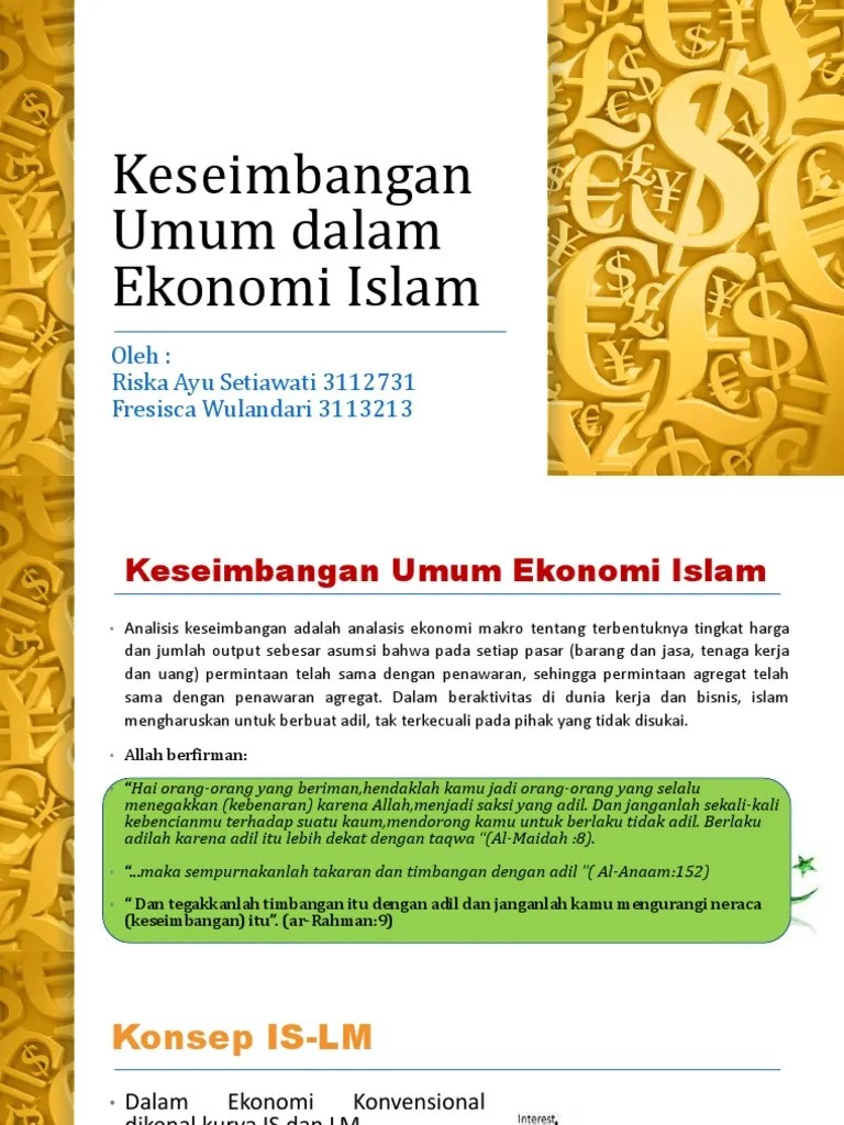 Keseimbangan Umum Dalam Ekonomi Islam Ppt