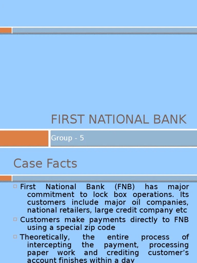 First National Bank PDF Sampling (Statistics) Mean