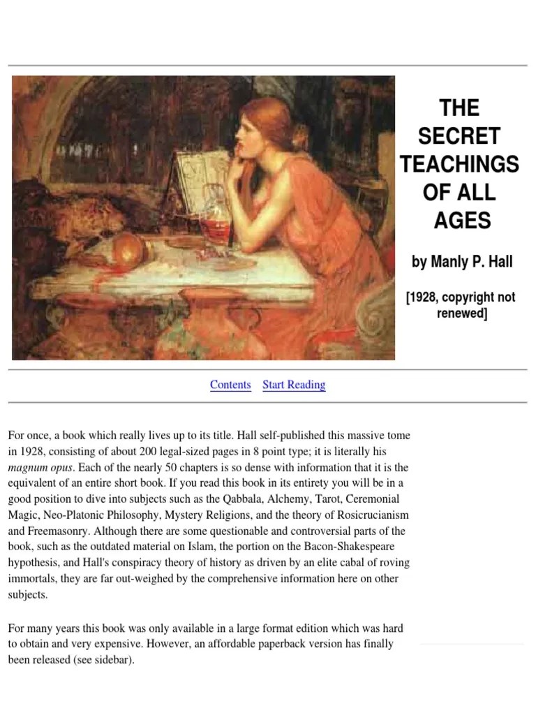 Manly P Hall The Secret Teachings of All Ages PDF Pythagoras Socrates
