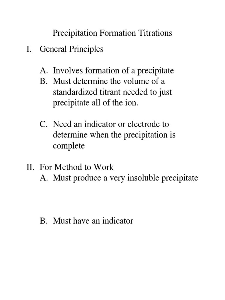 Precipitation Titration Theory Solubility Precipitation (Chemistry)