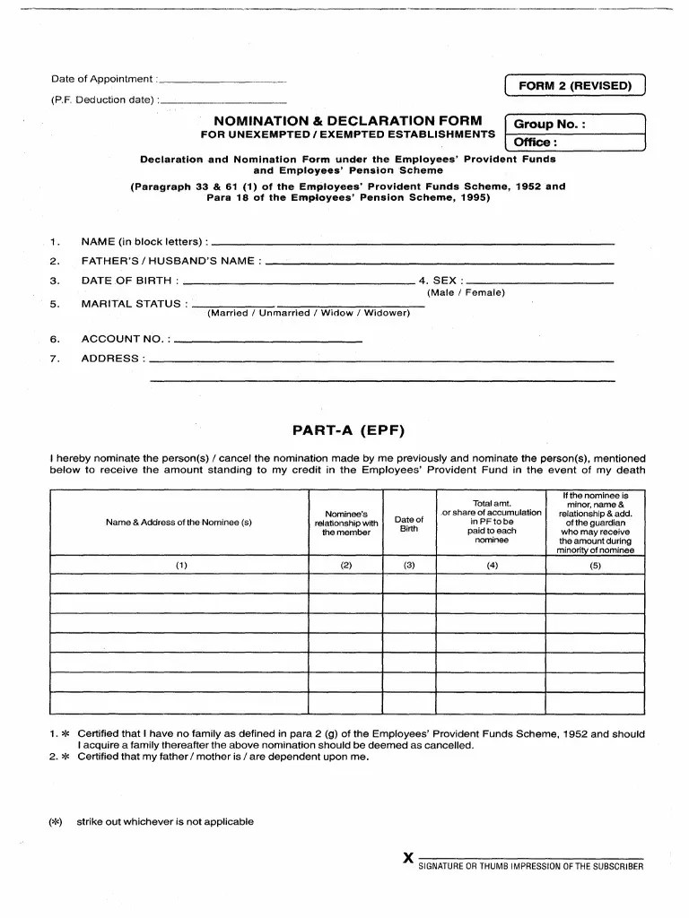 Nomination Form No 2 Government Politics