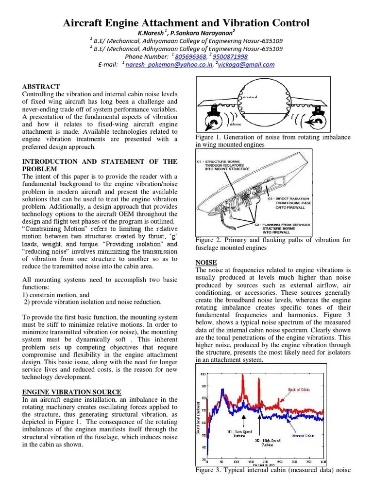 Aircraft Engine Attachment and Vibration Control (2) Aircraft Engines