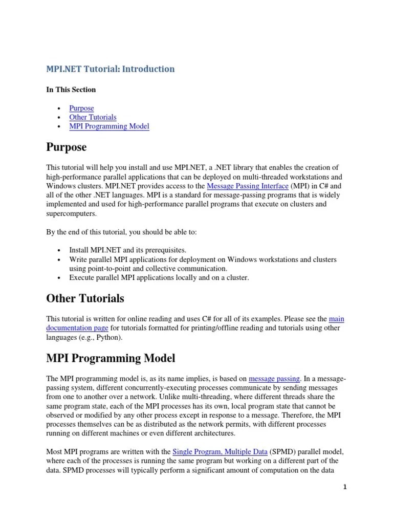 MPI Tutorial PDF Message Passing Interface Message Passing
