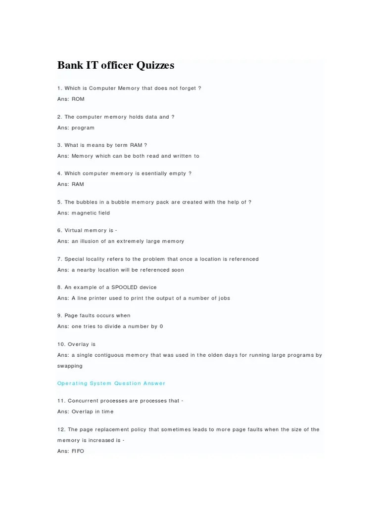 An Extensive Collection of Operating System and Computer Memory