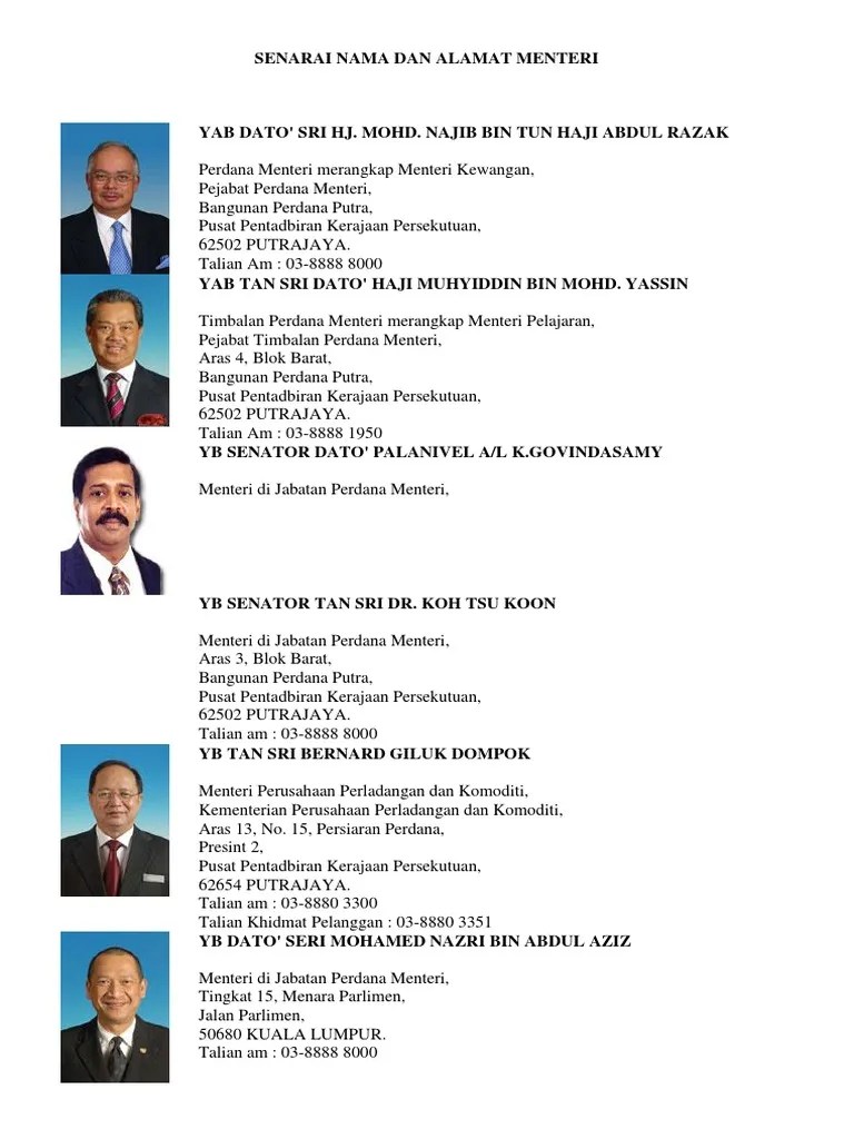 Alamat Menteri Di Jabatan Perdana Menteri Ekonomi Daun Kates