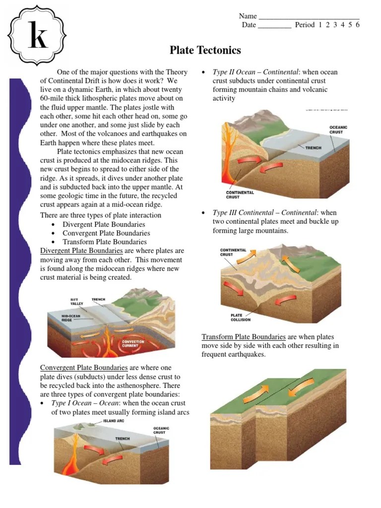 pdf plate tectonics worksheet Plate Tectonics Crust (Geology)