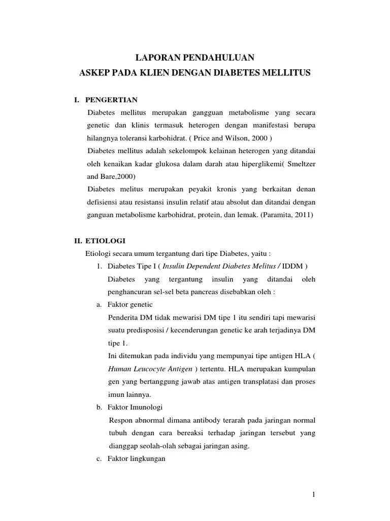 Laporan Pendahuluan Diabetes Melitus Terbaru 2020 Seputar Laporan