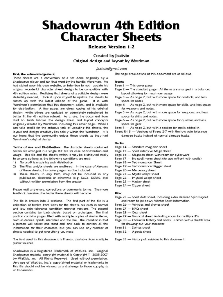 Shadowrun 5E Npc Stat Blocks at Diana Canup blog