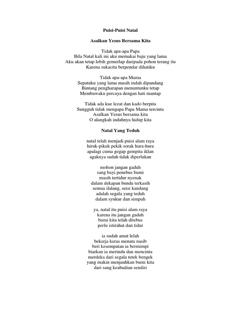Puisi Natal Untuk Anak Par 1001 Kumpulan Puisi Terbaik
