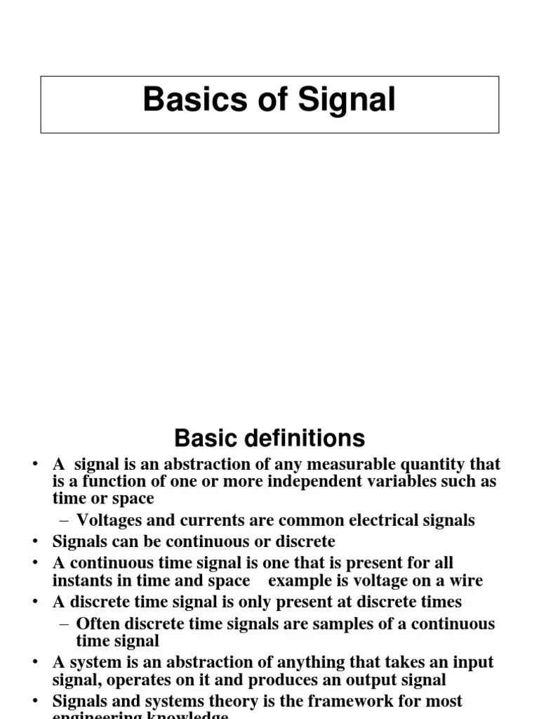 Lecture 6 Signals and Systems Basics PDF Signal (Electrical